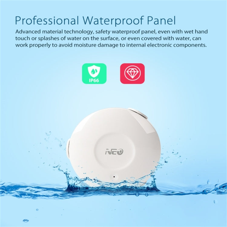 NEO NAS-WS02W Capteur d'eau et détecteur d'inondation WiFi, compatible avec les systèmes Android / IOS, Détecteur d'inondation WiFi WS02W