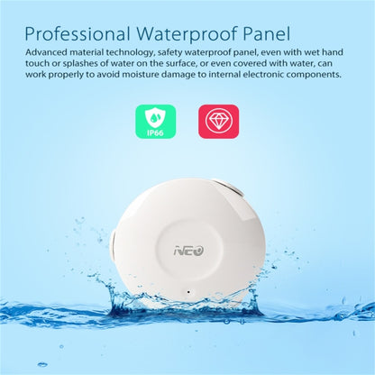NEO NAS-WS02W Capteur d'eau et détecteur d'inondation WiFi, compatible avec les systèmes Android / IOS, Détecteur d'inondation WiFi WS02W