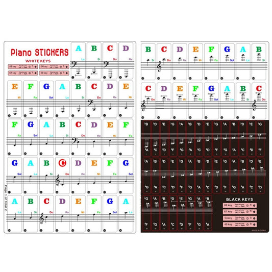 2 PCS 88 / 61 / 54 / 49 Keys Piano Electronic Organ Keyboard Hand Roll Piano Notation Musical Scale Transparent Sticker, 2 PCS Musical Scale Transparent Sticker