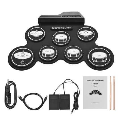 Portable Silicone Hand Roll USB Electronic Drum, Black Icon Version, Electronic Drum Black Icon Version