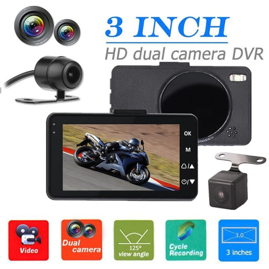 MT-80 Caméra DVR de moto double objectif HD grand angle 140 degrés de 3,0 pouces, prend en charge la carte TF (32 Go max), MT-80