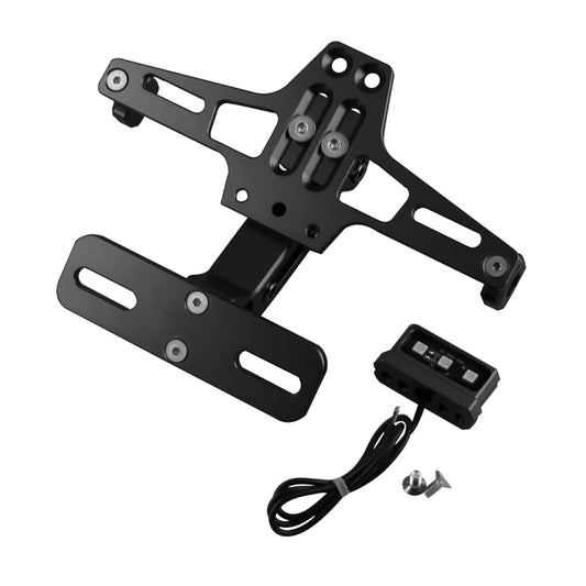 LPF013 Motorcycle Modification Accessories Universal Aircraft Shape Aluminum Alloy License Plate Bracket with LED Lights, Black with LED, Blue with LED, Red with LED