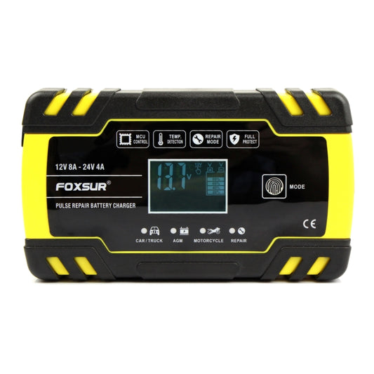 Chargeur de batterie de réparation pour voiture, moto et camion FOXSUR 12V-24V, chargeur AGM, prise UE, prise RU, prise US, prise UE