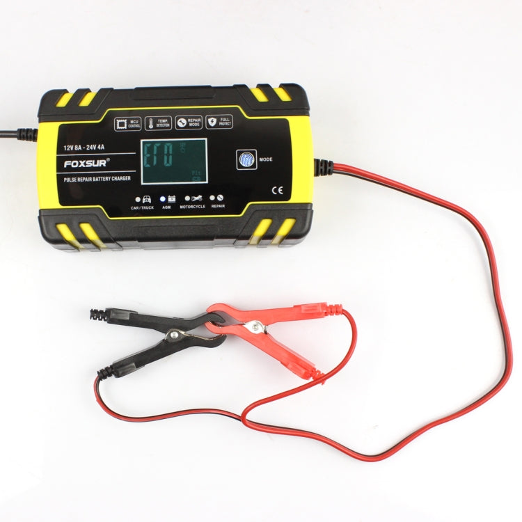 FOXSUR 12V-24V Car Motorcycle Truck Repair Battery Charger AGM Charger, EU Plug, EU Plug, UK Plug, US Plug
