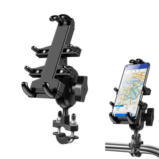 Support de navigation de téléphone multifonctionnel à huit griffes en aluminium avec boule de boulon en U pour guidon de moto, largeur de téléphone : 6,5-10,2 cm , Boulon en U