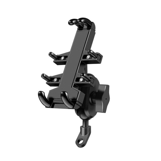 Support de navigation de téléphone en aluminium à huit mâchoires pour moto, avec boule de rétroviseur inclinable, trou de vis de rétroviseur.