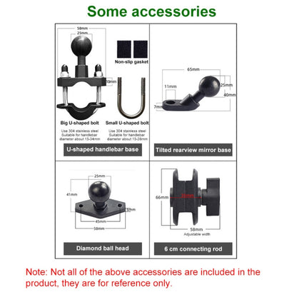 U-shaped Bolt Ball-Head Motorcycle Handlebar Multi-function Eight-jaw Aluminum Phone Navigation Holder Bracket with Anti-theft Knobs, U-shaped Bolt+Anti-theft Knobs