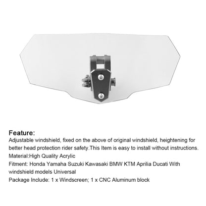MB-WE024 Universal Motorcycle Modified Acrylic Heightened Windshield, MB-WE024(White)