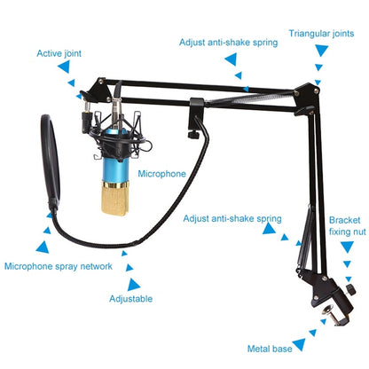 BM-800 Network K-Song Dedicated High-end Metal Shock Mount Microphone Set, BM800 Kit White, BM800 Kit Black, BM800 Kit Pink, BM800 Kit Blue