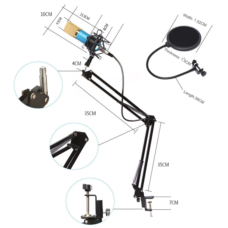 BM-800 Network K-Song Dedicated High-end Metal Shock Mount Microphone Set, BM800 Kit White, BM800 Kit Black, BM800 Kit Pink, BM800 Kit Blue