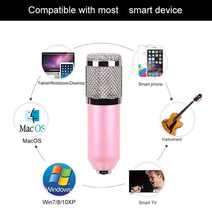 BM-800 Network K-Song Dedicated High-end Metal Shock Mount Microphone Set, BM800 Kit Pink, BM800 Kit Blue, BM800 Kit Black