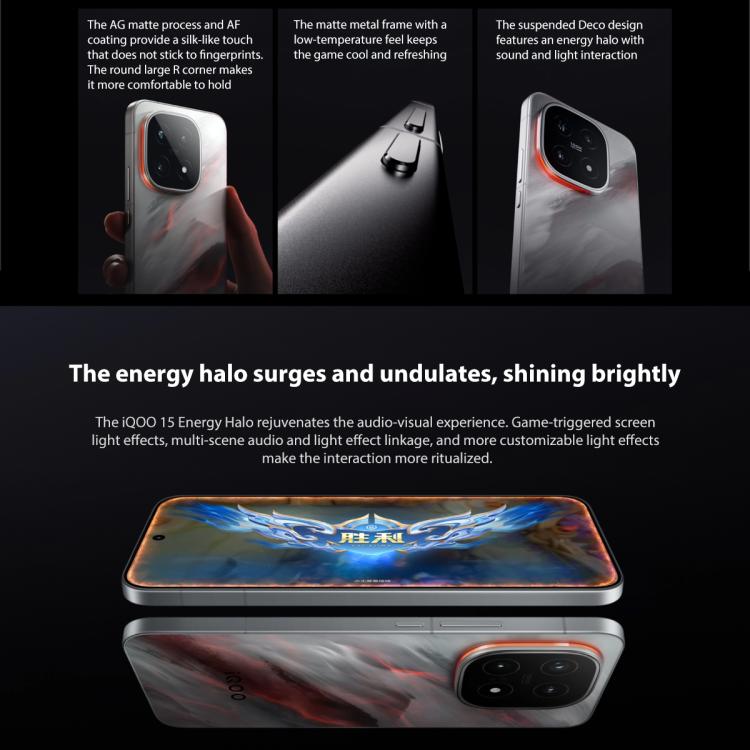 vivo iQOO 15, 16 Go+256 Go, Android 16 de 6,85 pouces OriginOS 6 Snapdragon 8 Elite Gen 5 Octa Core, OTG, NFC, Réseau : 5G, compatible Google Play, 16 Go+256 Go