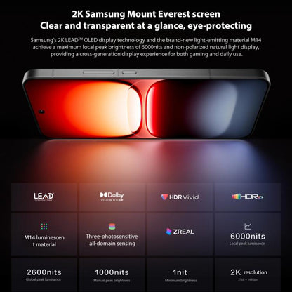 vivo iQOO 15, 16 Go+256 Go, Android 16 de 6,85 pouces OriginOS 6 Snapdragon 8 Elite Gen 5 Octa Core, OTG, NFC, Réseau : 5G, compatible Google Play, 16 Go+256 Go