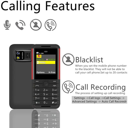 1.33 inch, MTK6261D, 21 Keys, Support Bluetooth, FM, Magic Sound, Auto Call Record, GSM, Triple SIM, English Key