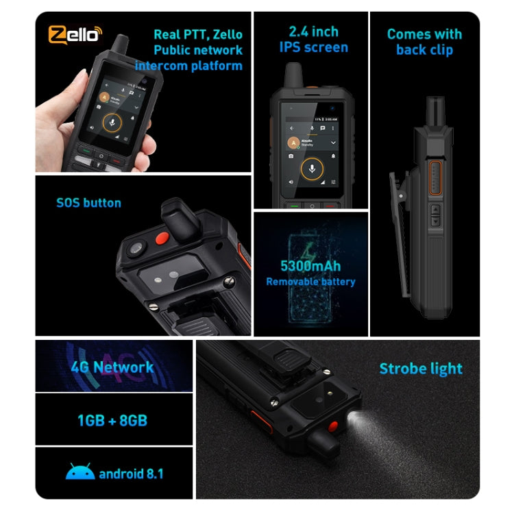 Waterproof Dustproof Shockproof, 5300mAh Battery, 2.4 inch Android 10 Spreadtrum SL8541E Quad Core up to 1.4GHz, Network: 4G, Dual SIM, PoC, SOS, F80S