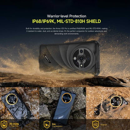Ulefone Armor X31 Pro 5G, 8 Go + 256 Go, Vision nocturne, Téléphone robuste IP68/IP69K, Android 14 de 6,56 pouces, MediaTek Dimensity 6300 Octa Core, Réseau : 5G, NFC, OTG, Armor X31 Pro