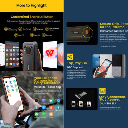 Blackview BV6200 Plus, 8GB+256GB, IP68/IP69K/MIL-STD-810H, 6.56 inch Android 14 Unisoc UMS9230 T606 Octa Core, Network: 4G, OTG, NFC