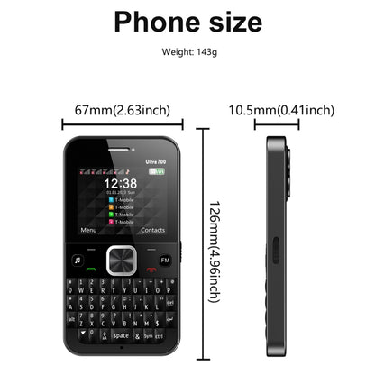 SERVO U700, 2.4 inch, MTK6261D, 58 Full Keyboards, Support Bluetooth, FM, NFC, Quick Dial, Flashlight, GSM, Quad SIM