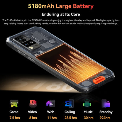 Blackview BV4800 Pro, 4 Go+128 Go, IP68/IP69K/MIL-STD-810H, Android 14 de 6,56 pouces Unisoc T606 Octa Core, Réseau: 4G, OTG