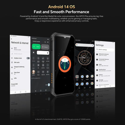 Oukitel WP23 Plus Rugged Phone, 8GB+256GB, 6.52 inch Android 14.0Unisoc T606 Octa-core, NFC, OTG, Network: 4G, WP23 Plus, WP23 Plus 8GB+256GB