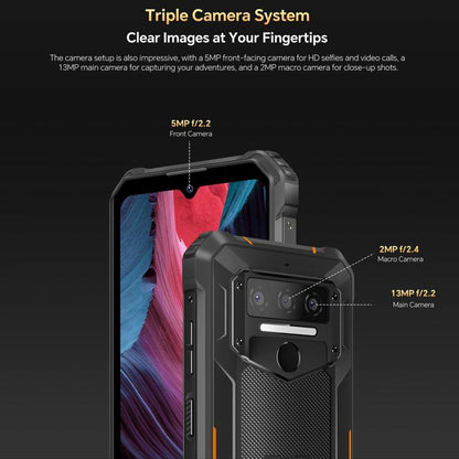 Oukitel WP23 Plus Rugged Phone, 8GB+256GB, 6.52 inch Android 14.0Unisoc T606 Octa-core, NFC, OTG, Network: 4G, WP23 Plus, WP23 Plus 8GB+256GB
