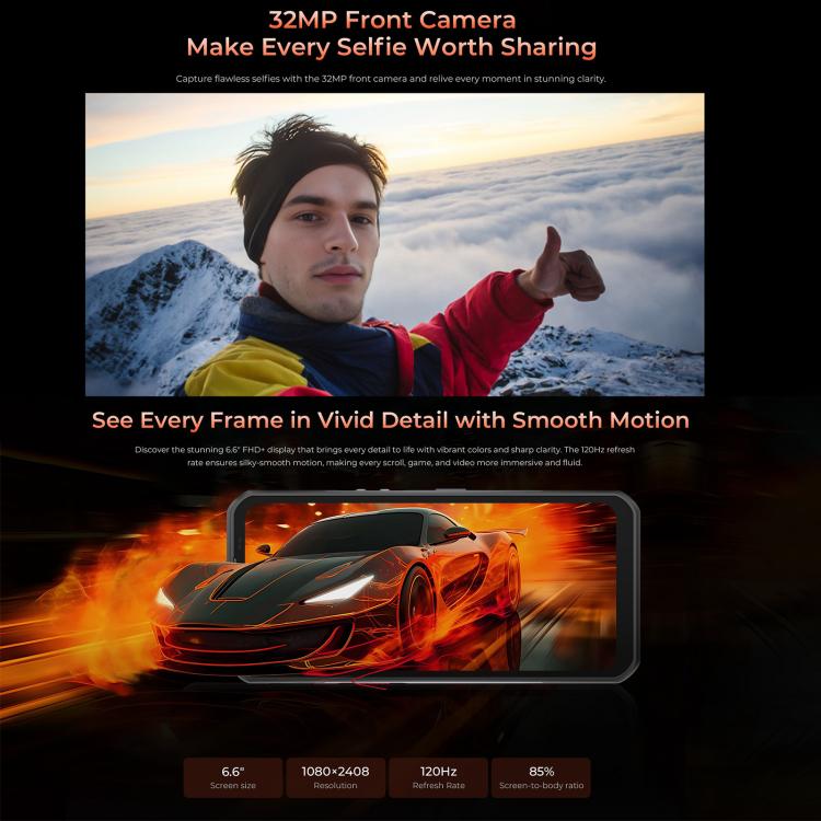 Oukitel WP55 Pro 5G Rugged Phone, 16GB+512GB, 108MP Camera, Fingerprint Identification, 6.6 inch Android 15 MediaTek Dimensity 7025 Octa Core, NFC, OTG, Network: 5G, WP55 Pro