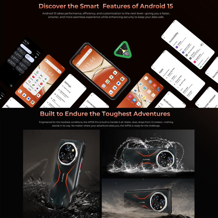 Oukitel WP55 Pro 5G Rugged Phone, 16GB+512GB, 108MP Camera, Fingerprint Identification, 6.6 inch Android 15 MediaTek Dimensity 7025 Octa Core, NFC, OTG, Network: 5G, WP55 Pro