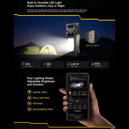 Ulefone Armor 30, 12GB+512GB, Night Vision, IP68/IP69K Rugged Phone, 6.95 inch Android 15 MediaTek Helio G100 Octa Core, Network: 4G, NFC, OTG, Armor 30