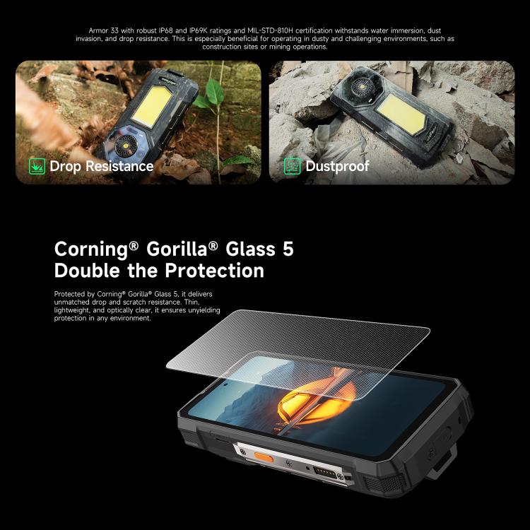 Ulefone Armor 33 Rugged Phone, 12GB+512GB, 6.95 inch Android 15 MediaTek Helio G100 Octa Core, Network: 4G, OTG, NFC, LED Light