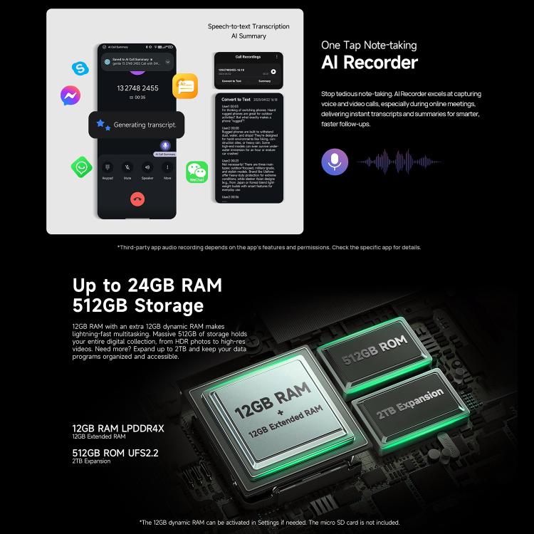 Ulefone Armor 33 Rugged Phone, 12GB+512GB, 6.95 inch Android 15 MediaTek Helio G100 Octa Core, Network: 4G, OTG, NFC, LED Light