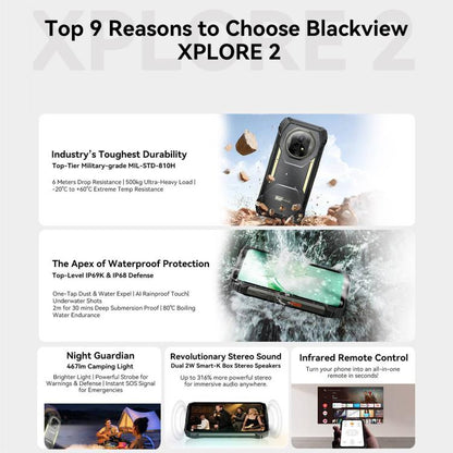 Blackview XPLORE 2, 12 Go+256 Go, Android 15 Dimensity 8300 MT6897 Octa Core 6,73 pouces, Réseau: 5G, OTG, NFC, XPLORE 2, 12 Go+256 Go
