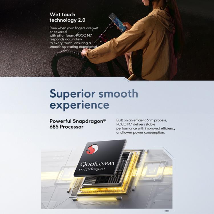 Xiaomi POCO M7 Global, 6GB+128GB, Side Fingerprint, 6.9 inch Xiaomi HyperOS 2 Snapdragon 685 4G Octa Core, NFC, Network: 4G