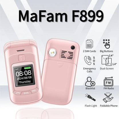 Mafam F899 Flip Phone, 2.4 inch, 32MB+32MB, Support FM, SOS, GSM, Family Number, Big Keys, Dual SIM, US Plug, US Plug