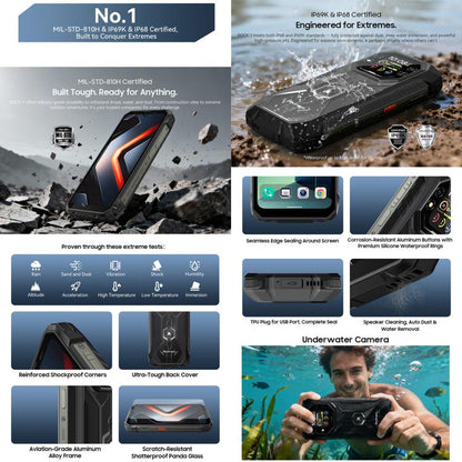 Blackview ROCK 1 Rugged Phone, 8GB+256GB, 6.56 inch Android 16 MT6769V/CB Helio G81 Octa Core, Network: 4G, OTG, NFC, ROCK 1 8GB+256GB