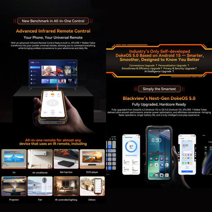 Blackview XPLORE 1 Walkie Talkie Rugged Phone, 12GB+256GB, 6.78 inch Android 15 Dimensity 7050 MT8791V/HZA Octa Core, Network: 5G, OTG, NFC, XPLORE 1 Walkie Talkie 12GB+256GB