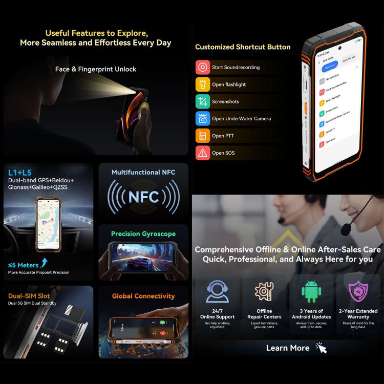 Blackview XPLORE 1 Walkie Talkie Rugged Phone, 12GB+256GB, 6.78 inch Android 15 Dimensity 7050 MT8791V/HZA Octa Core, Network: 5G, OTG, NFC, XPLORE 1 Walkie Talkie 12GB+256GB