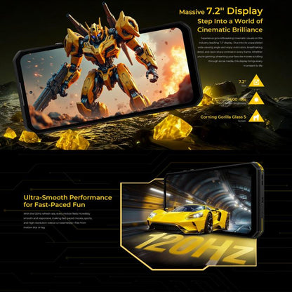 Téléphone robuste Oukitel WP60, 12 Go + 512 Go, Vision nocturne, Appareil photo 108 MP, Empreinte digitale latérale, Android 15 de 7,2 pouces MediaTek Dimensity 7025 Octa Core, NFC, OTG, Réseau : 5G, 12 Go + 512 Go