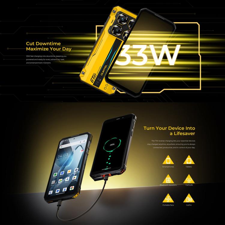 Téléphone robuste Oukitel WP60, 12 Go + 512 Go, Vision nocturne, Appareil photo 108 MP, Empreinte digitale latérale, Android 15 de 7,2 pouces MediaTek Dimensity 7025 Octa Core, NFC, OTG, Réseau : 5G, 12 Go + 512 Go
