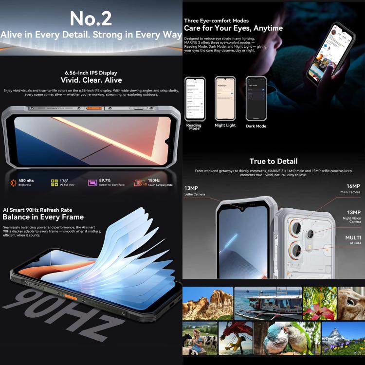 Blackview Oscal Marine 3, 8GB+128GB, 6.56 inch Android 15 Unisoc UMS9230E T615 Octa Core, Network: 4G, OTG, NFC, 8GB+128GB