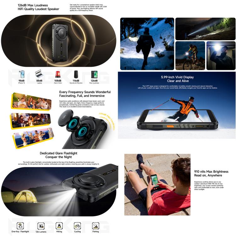 Ulefone RugKing, 8GB+128GB, IP68/IP69K Rugged Phone, 5.99 inch Android 15 Unisoc T7255 Octa Core, Network: 4G, NFC, OTG, RugKing, 8GB+128GB