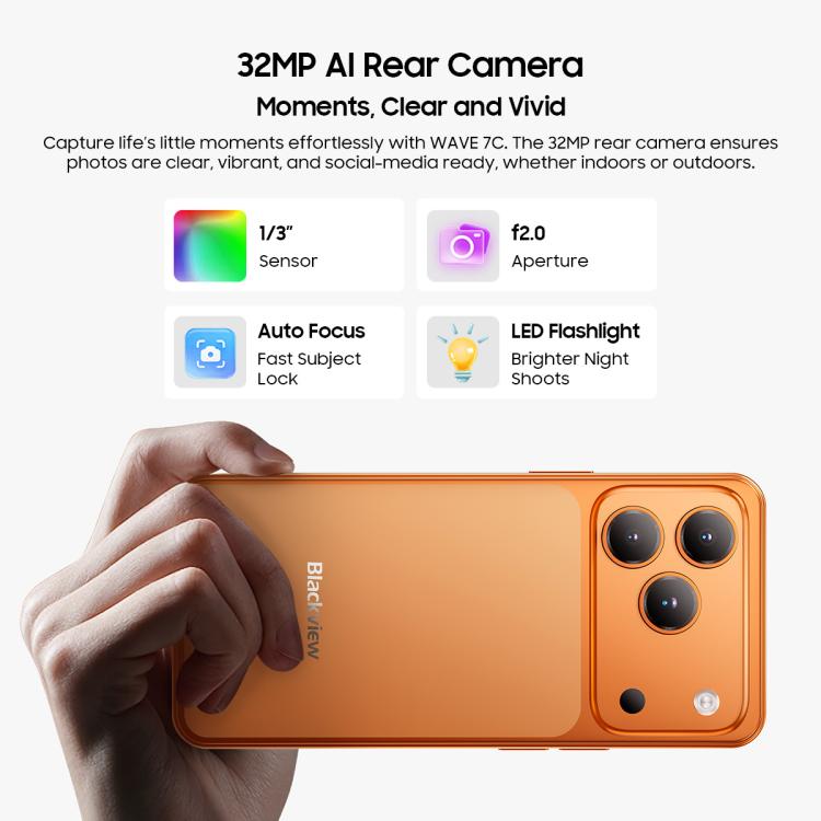 Blackview WAVE 7C, 4 Go+128 Go, écran 6,56 pouces Android 16 Unisoc UMS312 Tiger T310 Quad Core, Réseau : 4G, OTG, 4 Go+128 Go