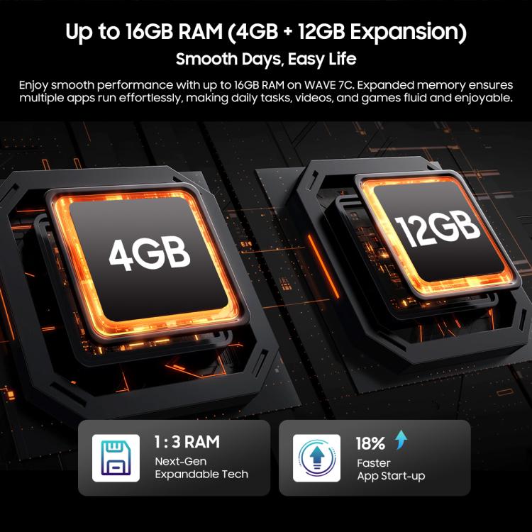Blackview WAVE 7C, 4 Go+128 Go, écran 6,56 pouces Android 16 Unisoc UMS312 Tiger T310 Quad Core, Réseau : 4G, OTG, 4 Go+128 Go