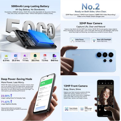 Blackview WAVE 10C, 4GB+128GB, Android 16 de 6,88 pouces Unisoc UMS312 / T310 Octa Core, Réseau: 4G, OTG, WAVE 10C, 4GB+128GB