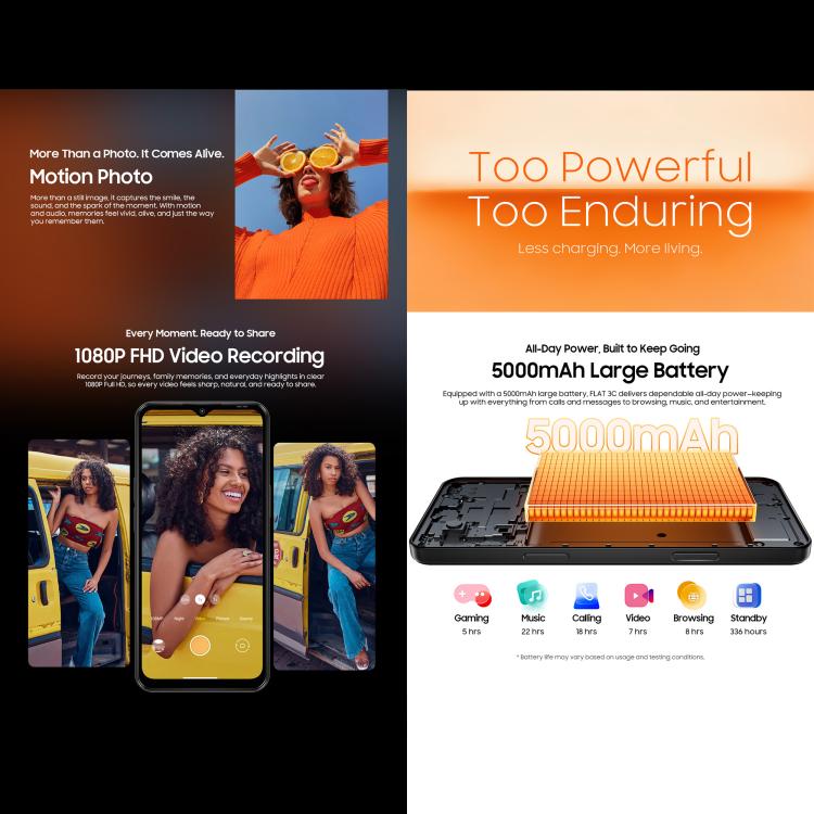 Blackview Oscal FLAT 3C, 4 Go+128 Go, Android 16 de 6,56 pouces, Unisoc UMS312 T310 Quad Core, OTG, Réseau: 4G, 4 Go+128 Go