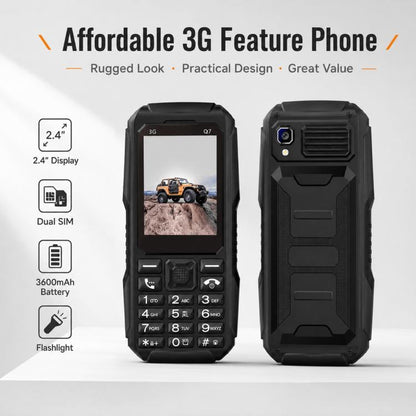 Q7 3G Key Phone, 3600mAh Battery, 2.4 inch, SOS, 21 Keys, Dual SIM, Network: 3G, Support Whatsapp, Facebook