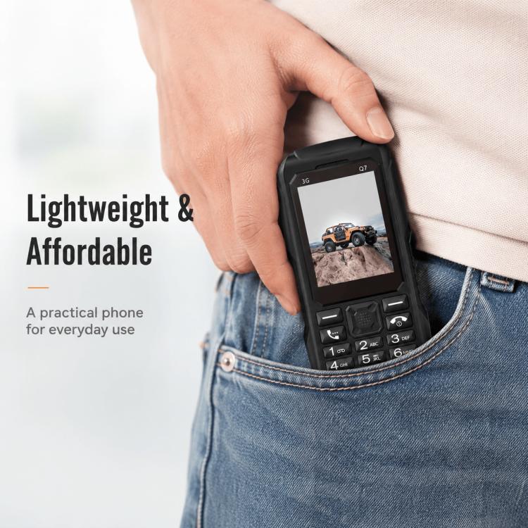 Q7 3G Key Phone, 3600mAh Battery, 2.4 inch, SOS, 21 Keys, Dual SIM, Network: 3G, Support Whatsapp, Facebook