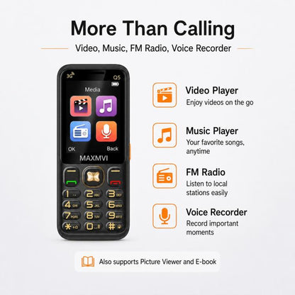 Q5 3G Key Phone, 3600mAh Battery, 2.4 inch, SOS, 21 Keys, Dual SIM, Network: 3G, Support Whatsapp, Facebook