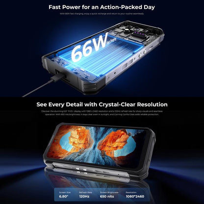 Oukitel WP100 Plus Rugged Phone, 12GB+512GB, Night Vision, 33000mAh, Fingerprint Identification, 6.8 inch Android 16 MediaTek Helio G100 Octa Core, NFC, OTG, Network: 4G, WP100 Plus