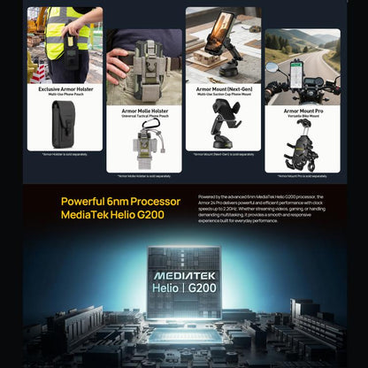 Ulefone Armor 24 Pro IP68/IP69K Rugged Phone, 12GB+256GB, 6.78 inch Android 16 MediaTek Helio G200 Octa Core, Network: 4G, NFC, OTG
