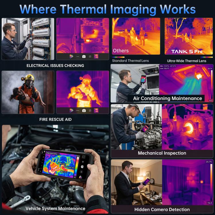 Unihertz 8849 Tank 5 Pro Thermal Imaging Projector Rugged Phone, 18GB+512GB, Side Fingerprint, Night Vision, 6.73 inch Android 16 MediaTek MT6989 Dimensity 9400e Octa Core, Network: 5G, NFC, Tank 5 Pro 16GB+512GB